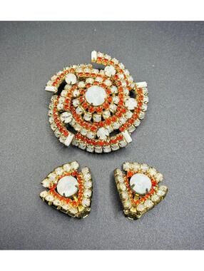 Vintage Pinwheel Brooch and Earrings Set